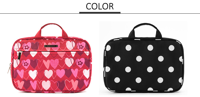 Wave Point Print Polyester Travel Toiletry Bag