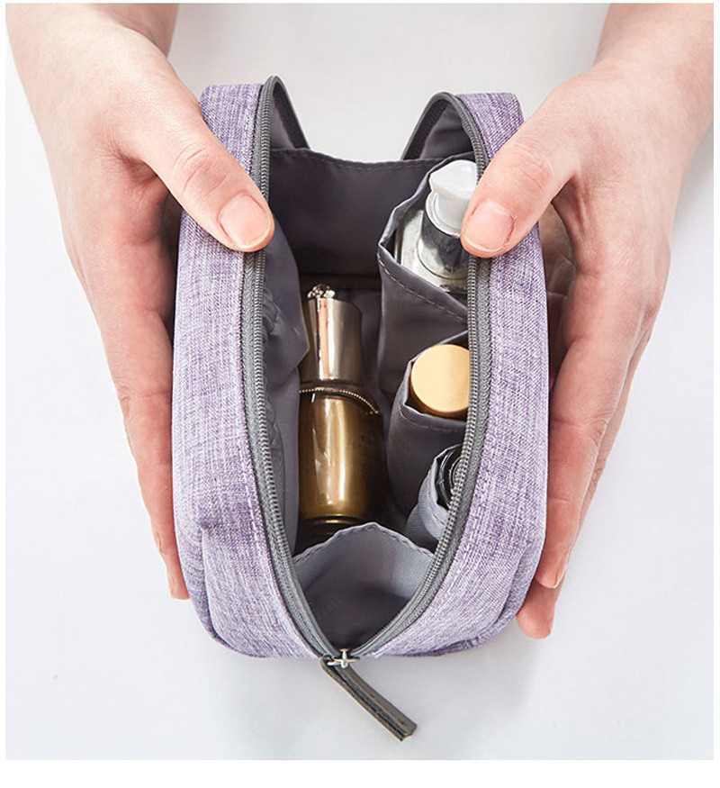 Zipper Travel Cylinder Bucket Polyester Cosmetic Bag