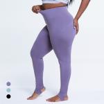 Over Waist Plus Size Yoga Pants 80% Polyester Solid Tummy Control Sports
