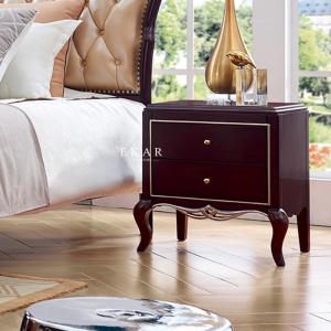 China Wooden Bedside Table Antique Nightstand With 2 Drawer wholesale