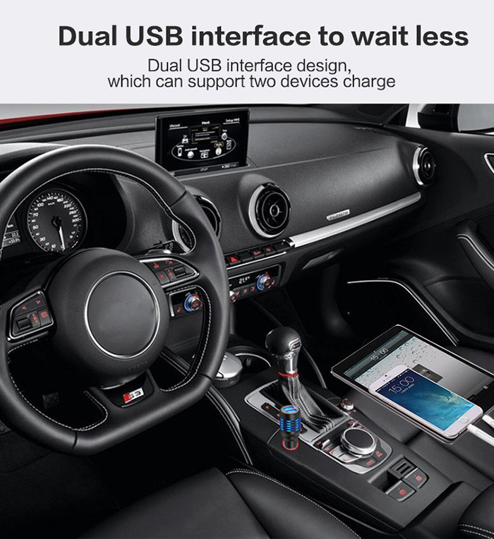 QC3.0 Quick USB Car Charger Strong Compatibility Independent Current Outputs