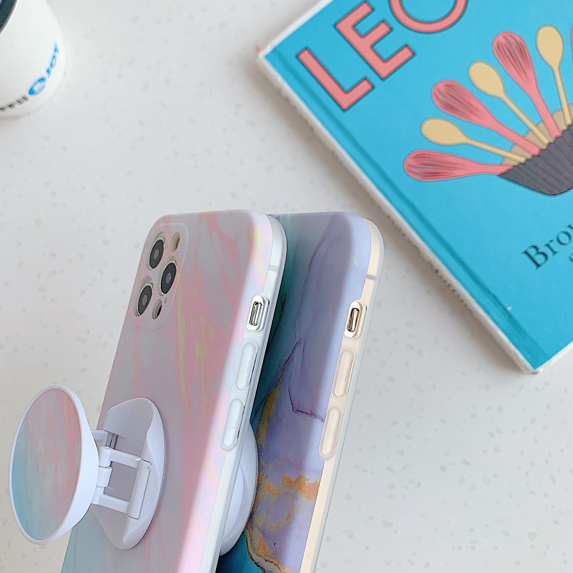 Marble Geography Back Phone Cover , Pop Up Phone Cases With Stand Bracket