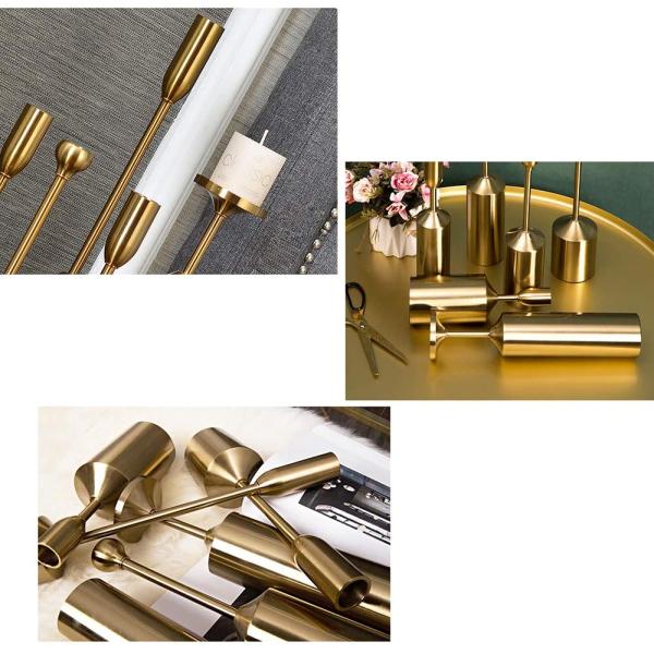Candlestick Holders for Pillar Candles Gold Metal Candle Holders Set