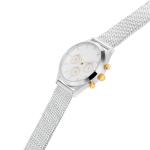 Gold Crown White Strap Watch Ladies , Ladies Dress Watches SS Case