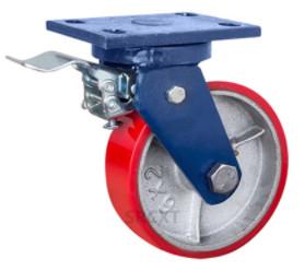China polyurethane iron wheel super heavy duty red PU castors 700kgs wholesale