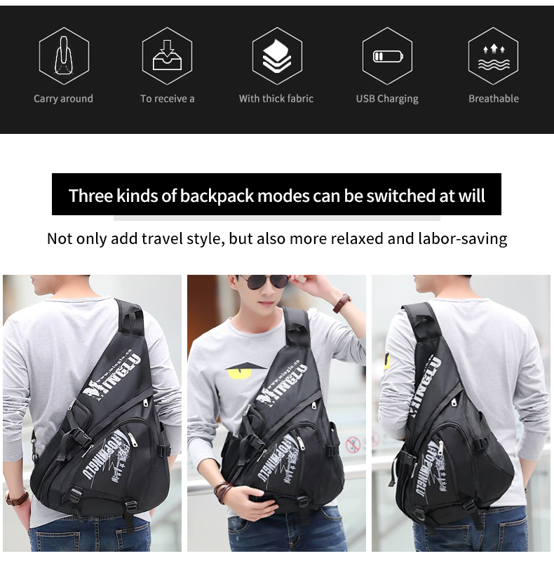 Against Theft Men'S Minimalist Sling Bag Sports Sling Bag Large Capacity