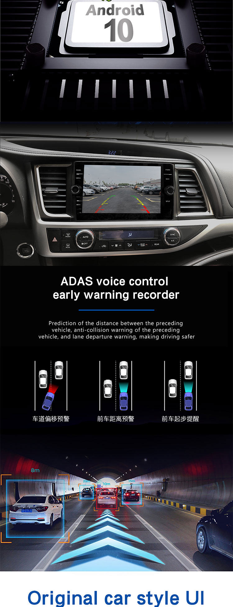 QELD/Knob Player Car Media Player with Full Fit Display Screen and Color Buttom Light