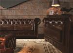 Oversized Top Grain Leather Sofa , Modern 3 Seater Leather Sofa Brown Long