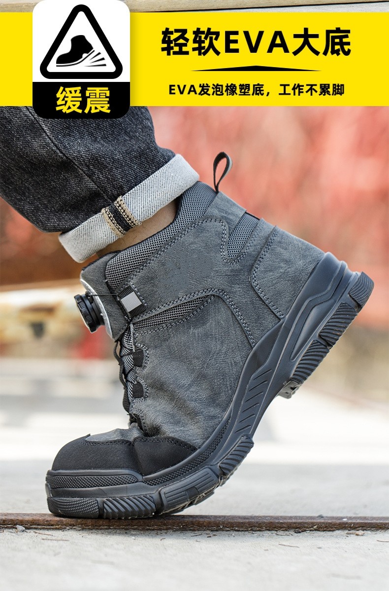 Kevlar Midsole Safety Boots For Security Work In Black Microfiber