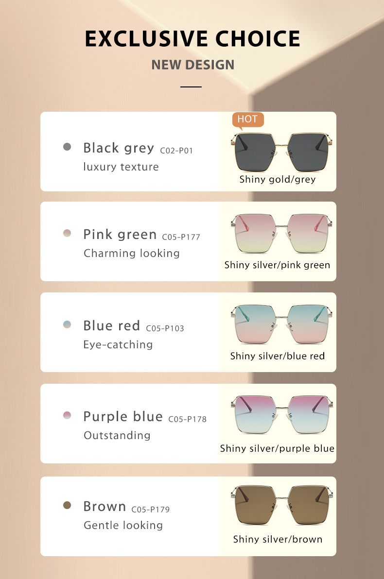 Oversized Metal Frame Sunglasses Anti UV Non Polarized Protect Eyes