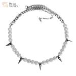 Pearl Cone Pendant Hip Hop Titanium Steel Necklace Clavicle Women Men