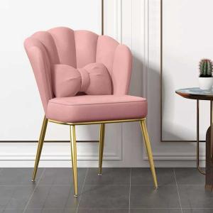 China Leisure Metal Velvet Nordic Dining Chair Pink Restaurant Sponge Internal Filling wholesale