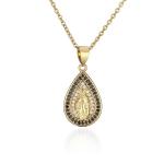 Zircon 14k Gold Jewelry Fashion Women Virgin Mary Pendant Necklace