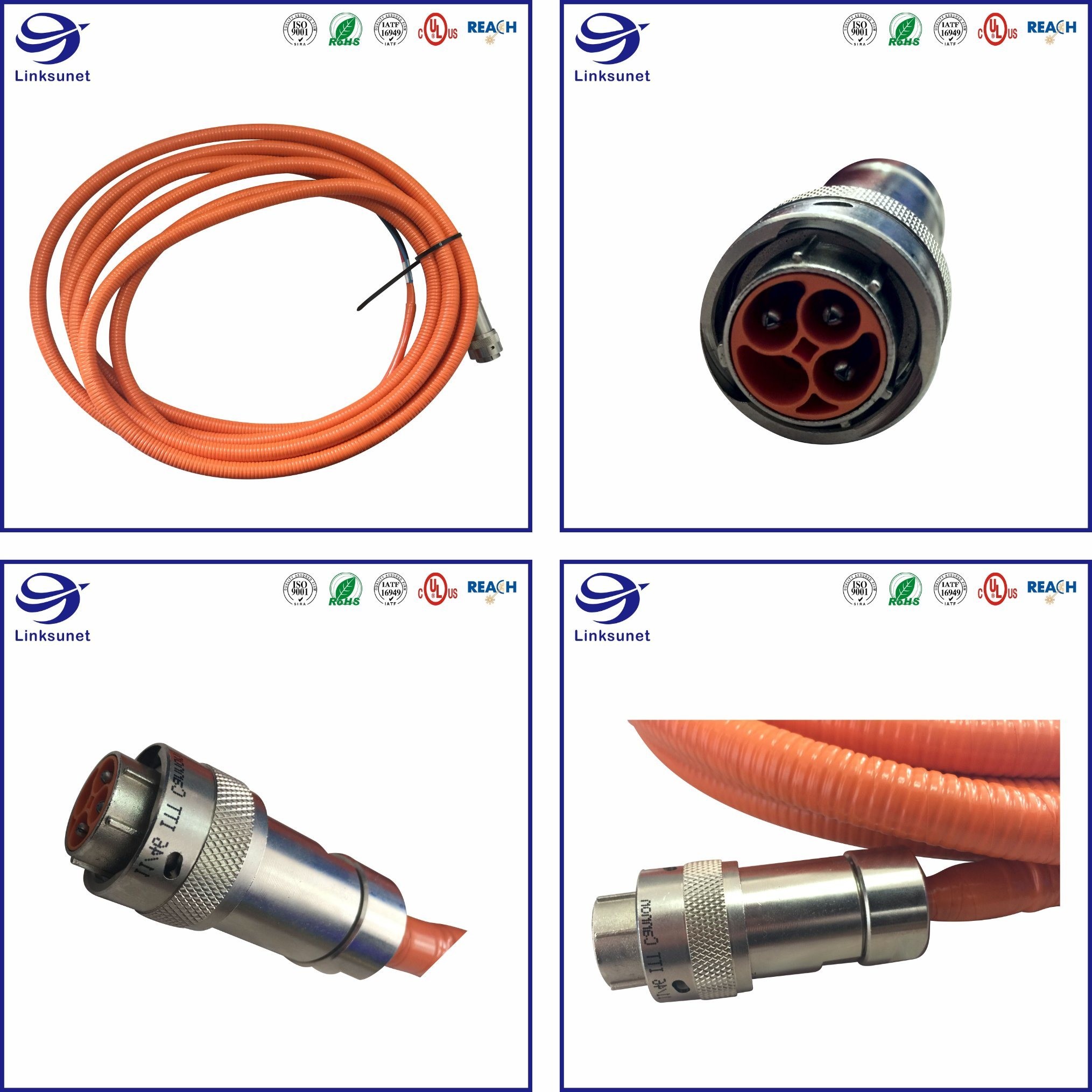 Industrial equipment wire harness with KPT Male Pin Latch lock connector
