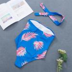 Boob Tube Top With Flower Print Random Tropical Self Tie One Piece Swimear