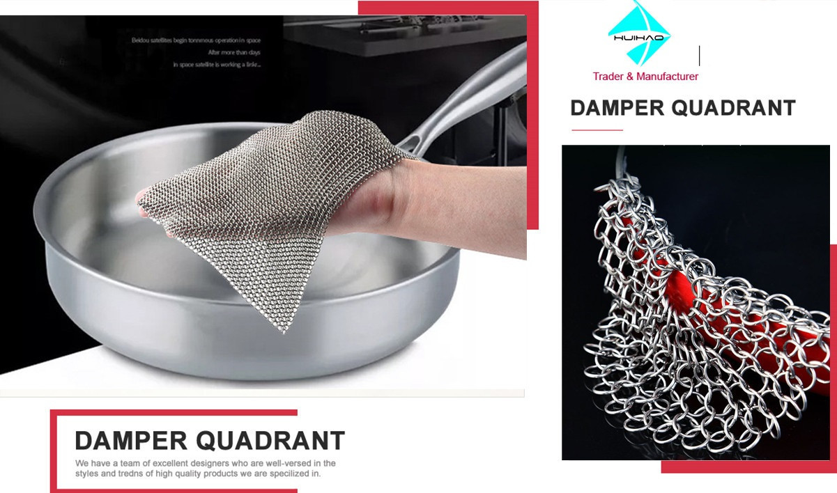 Ss316 Welded Chain Mail Scrubber Kitchen Tools Cleaner