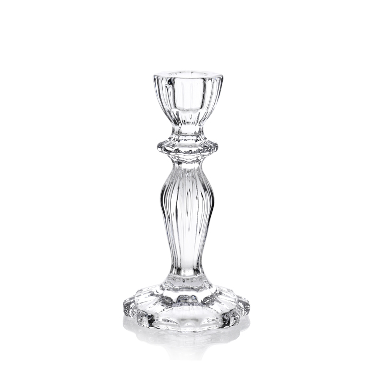 Customized Transparent Glass Candle Holder , Candelabra Candle Holder For Hotel