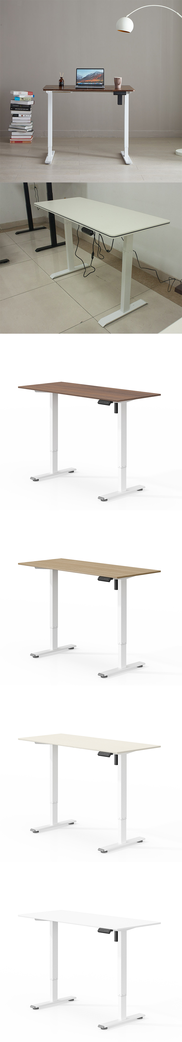 2 Stage SPCC Steel/Iron Frame Customizable Electric Standing Computer Desk for Commercial