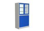 Adjustable Hospital Lab Furniture , Grey / Blue Wood Reagent Storage Cabinet