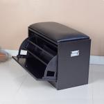 Black Three Layer Entryway Shoe Bench