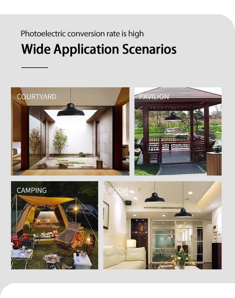 80 Ra Color Rendering Index Solar Indoor Lights for Hanging in Porch Gazebo Barn Camp
