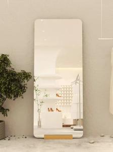 China Barber Hair Salon Black And Gold Large Floor Upright Mirror For Salon Station wholesale