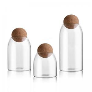 China 500ml Candy Airtight Glass Jar With Cork Ball Lid on sale