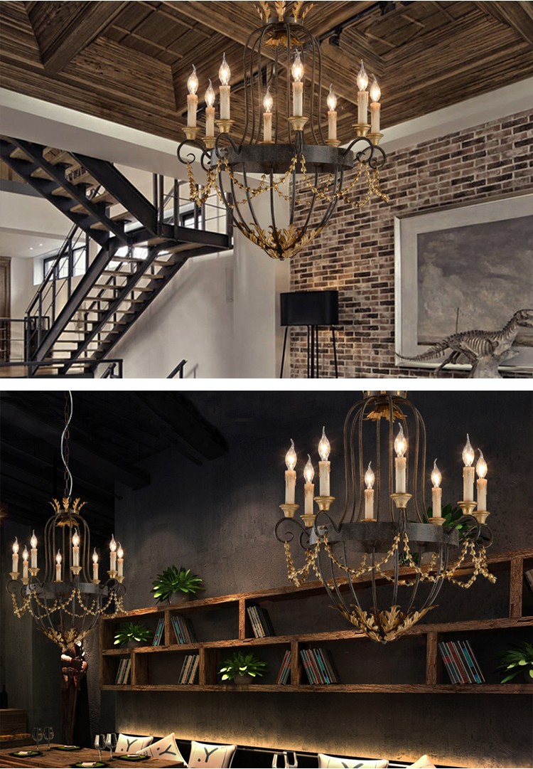 Antique french wrought iron chandelier for Indoor home hotel pendant lights (WH-CI-45)