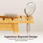 Eco-friendly 2-Tier Bamboo Shower Bench with Storage Shelf Natural Bamboo Color