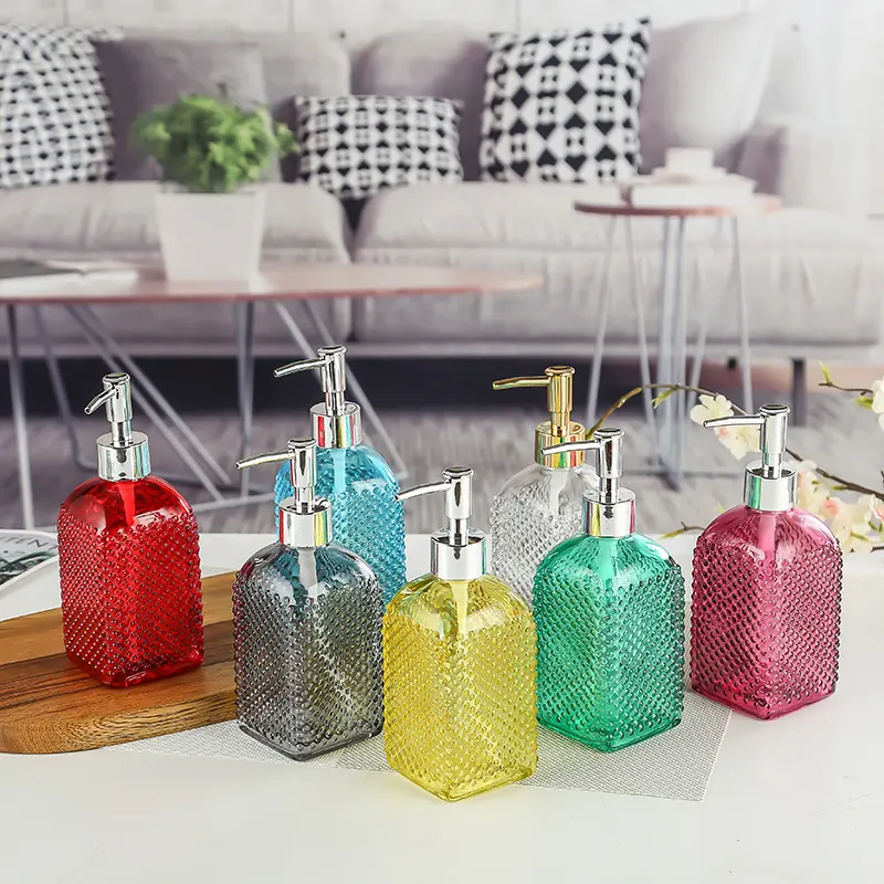 Polka Dot Glass Bottle 500ml For Press Type Dispensing Of Hand Sanitizer And Emulsion