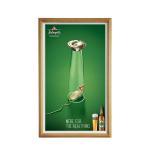 32 Inch Wall Hanging LCD Advertising Screen Brown Color Wooden Frame 350 Nits