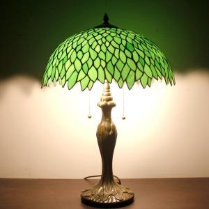 China 40cm 12&quot; European Turkish Green Leaf Living Room Bed Room Coffee House Antique Decorative Stained Glass Table Lamp wholesale