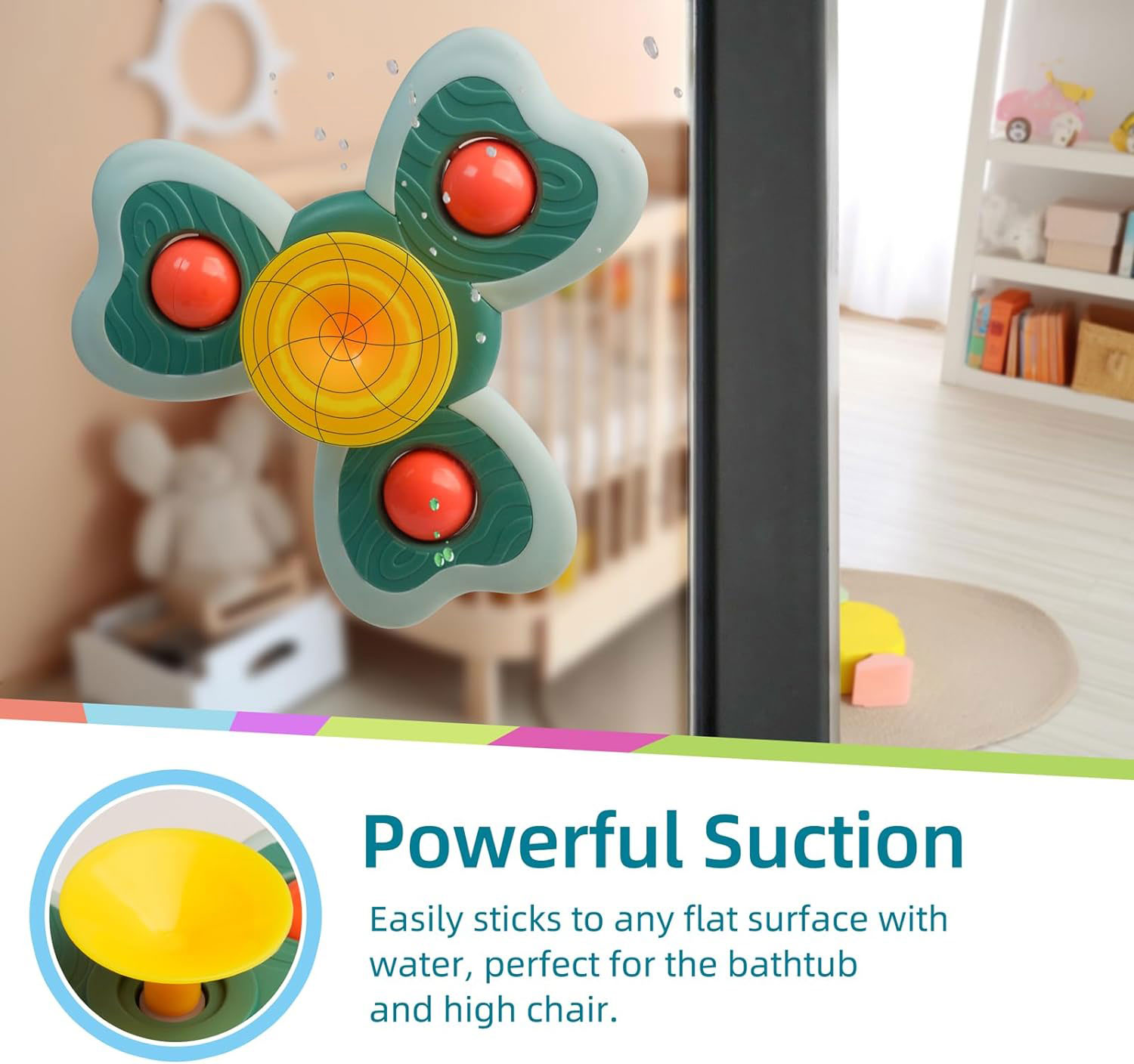 8 to 13 Years Age Range Baby Bath Toys Pressure Relief Function Suction Cup Spinner