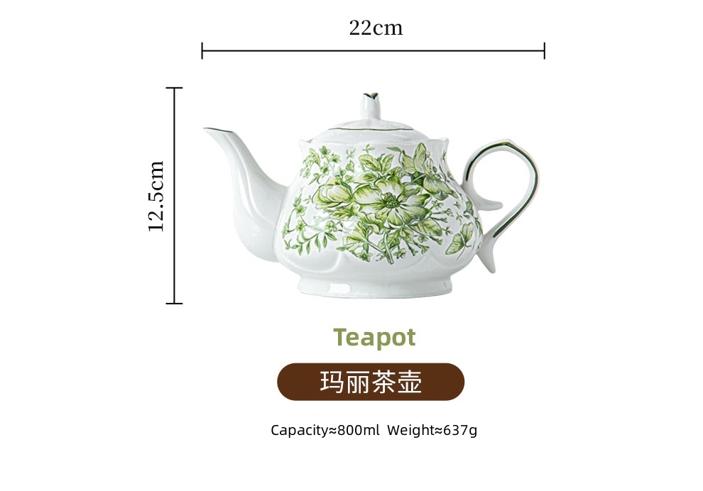 800ml Volume Europe Design Style Porcelain Coffee Tea Set for Afternoon Tea Gathering
