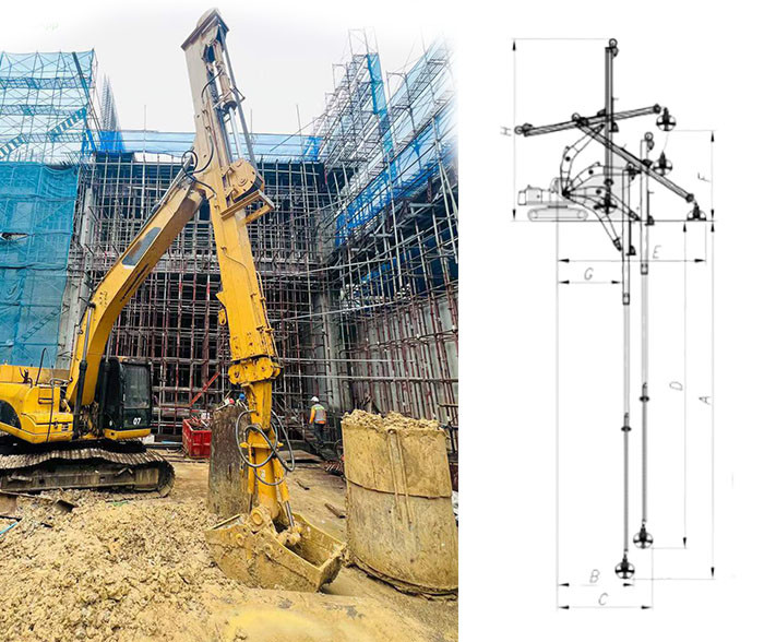0.4-2.5cbm Excavator Attachment Hydraulic Telescopic Arm With Clamshell Grab