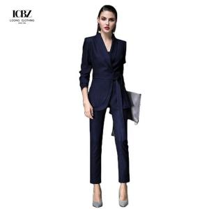 China 2021 Formal Women Uniform Long Sleeve Women's Suits Customized Ladies Office Slim Suit Set wholesale