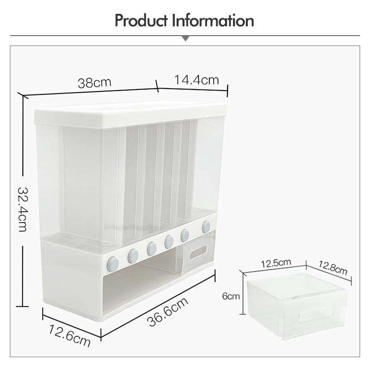 6 Grids Plastic Cereal Storage Box for Kitchen Food