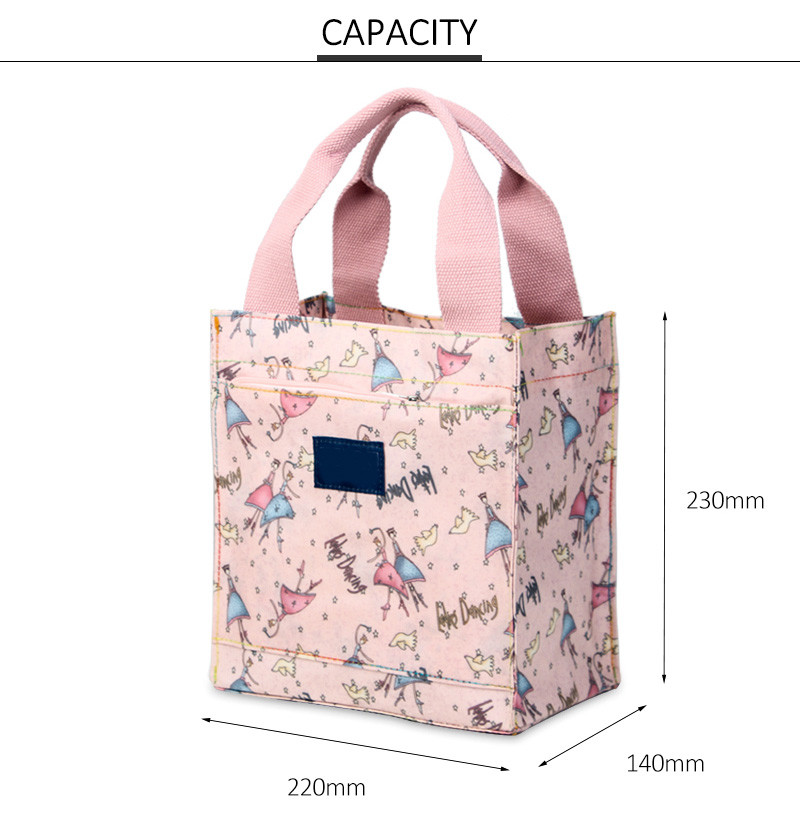 Large Capacity Printed Thermal Insulated Canvas Lunch Box Cooler Bag