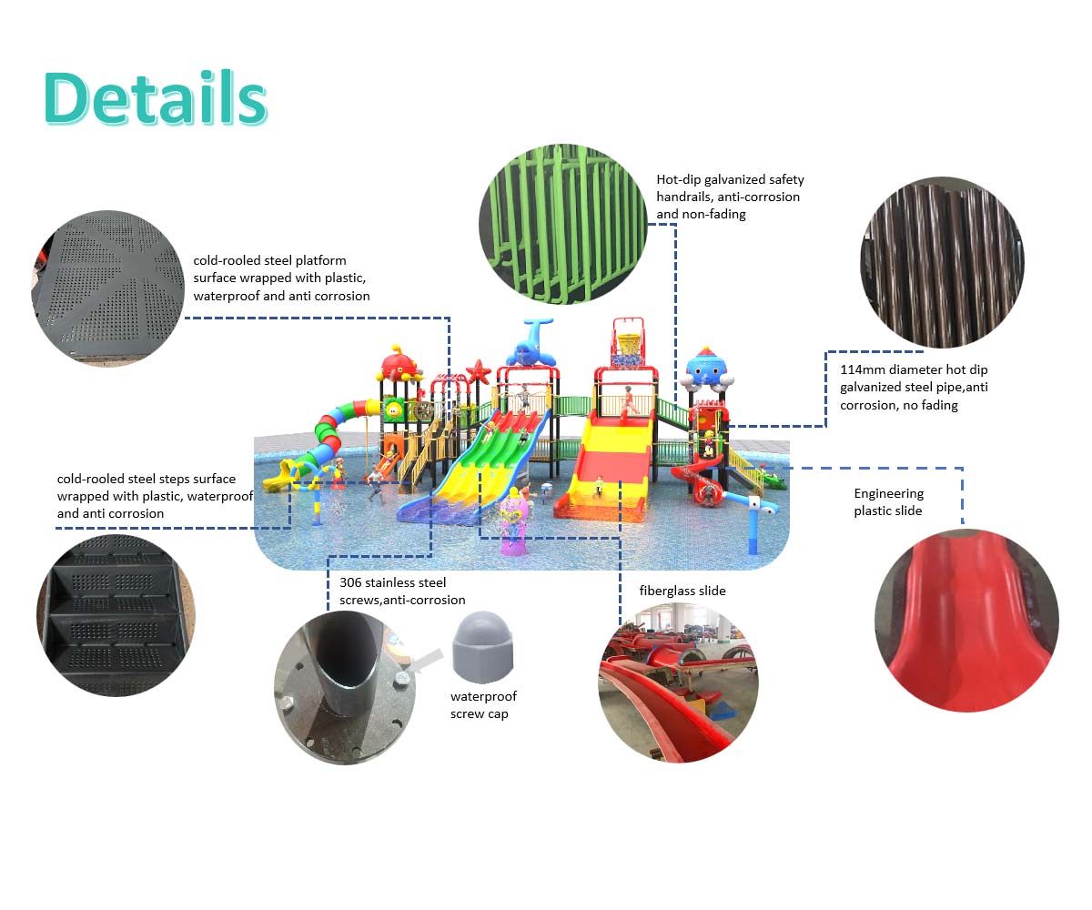 Water Park Slides Equipment Playground Fun Play Splash Plastic Slides Fiberglass/Plastic Water Play Park Equipment
