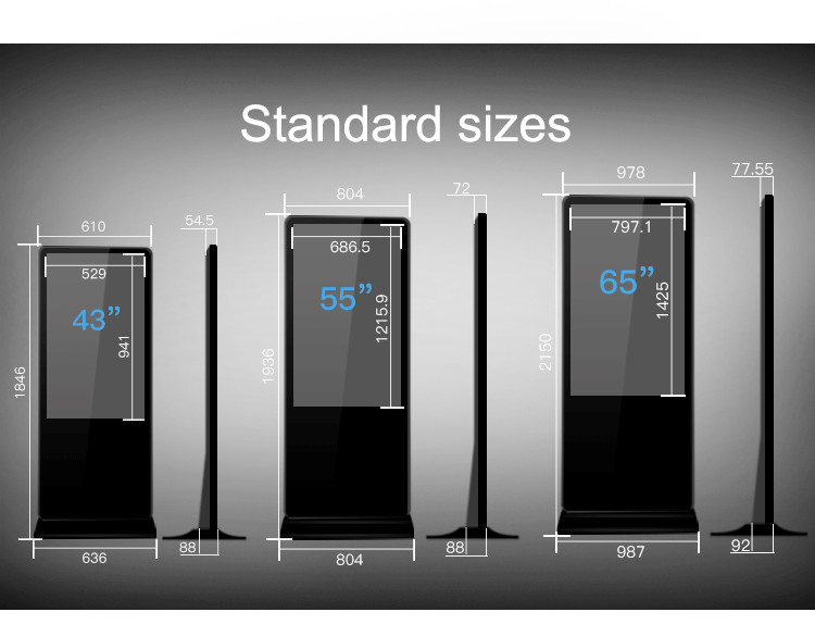 Indoor Touch Screen Kiosk / HD LED Digital Signage Display For Supermarket