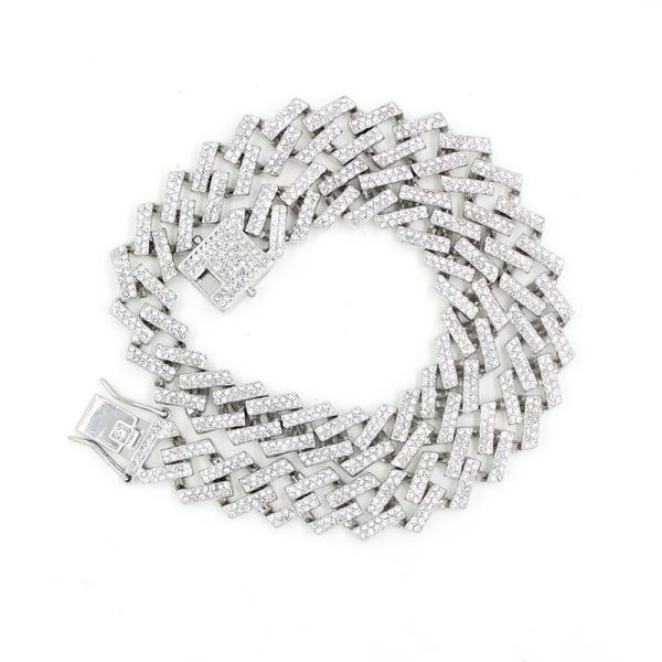 Hot Sale Hip Hop Jewelry Iced Out White Rhinestone Miami Cuban Link Chain Choker