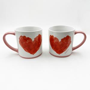 China Valentine's Day Painted Heart Ceramic Crafts Products Mug Couple Gift For Home And Cafe wholesale