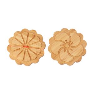 China Custom Engraved Bamboo Wooden Coaster Wedding Personalized Coaster Set wholesale