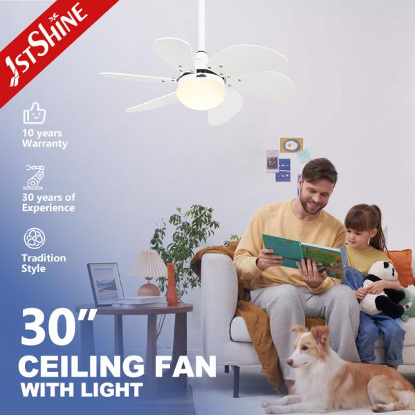 1stshine Ceiling Fan Light with White Blades and 6 Speeds 110-240V/50Hz-60Hz