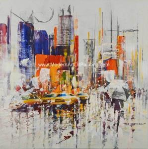 China Handmade Abstract cityscape wall art painting, Acrylic Canvas Paintings streched wholesale