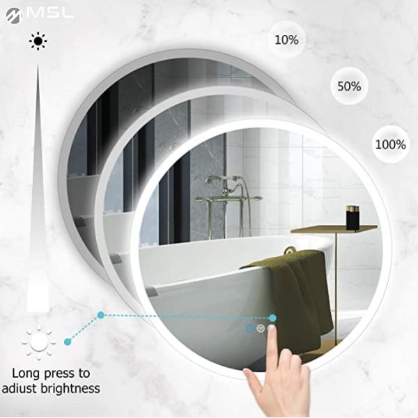 Magnifying Round Backlit Bathroom Mirror 5mm Beauty Salon Mirror With Lights
