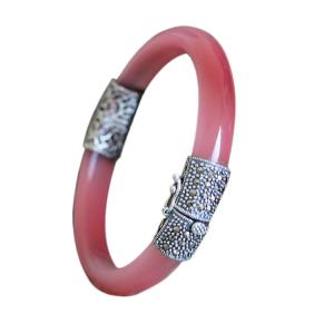 China Women Vintage Jewelry Sterling Silver Zirconia Bangle Bracelet (015741WPINK) wholesale