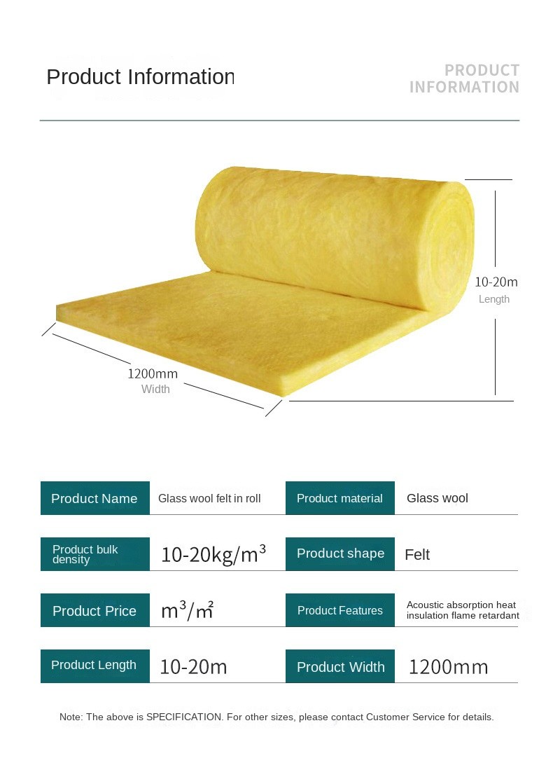 Glass Wool Acoustic Fiberglass Wall Panels Thermal Insulation 20M*1.2M