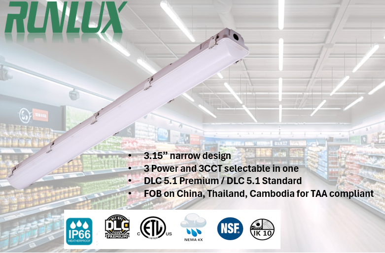 IP66 IK10 LED Vapor Tight Light 2ft/4ft/5ft/8ft Industrial LED Tri Proof Light for Warehouse