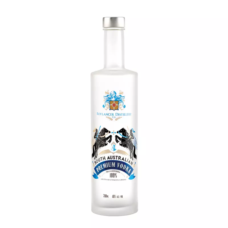 700ml 750ml Classic Vodka Bottle with Frost and Cork Screen Printing in Round Shape